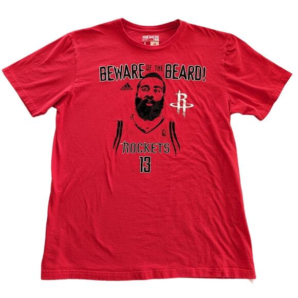 Adidas Shirt Mens Large Red Beard Rockets James Harden Graphic NBA Basketball - Picture 1 of 7